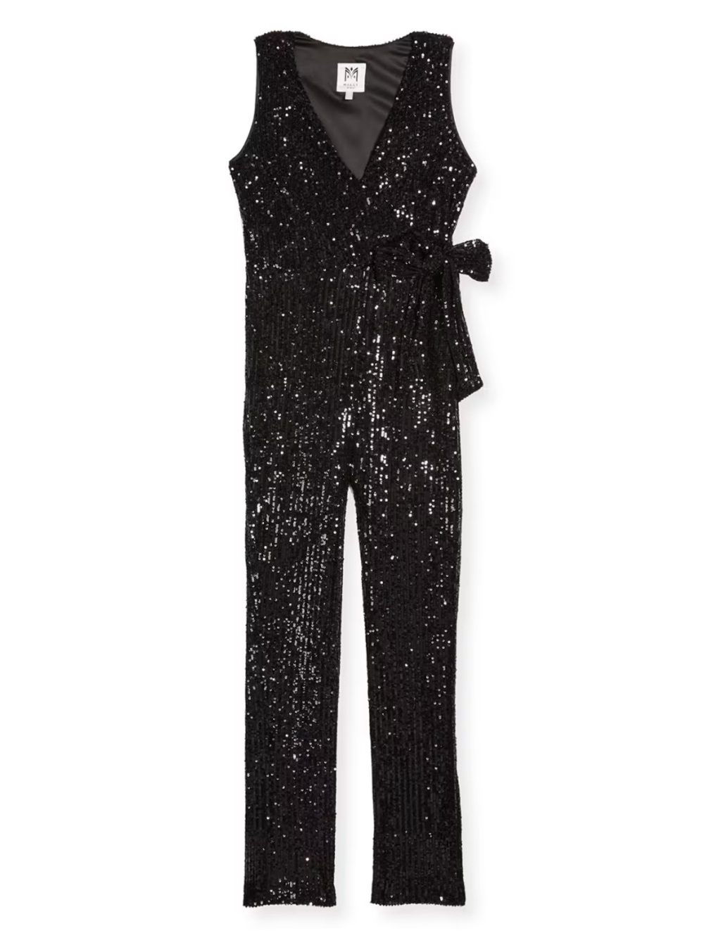 Milly Mini Micro Sequin Faux-Wrap Jumpsuit